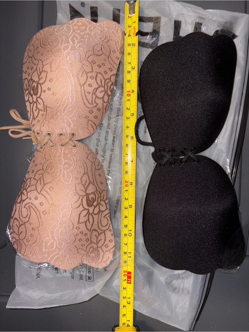SHEIN Nude Beige & black stickey bras - size B